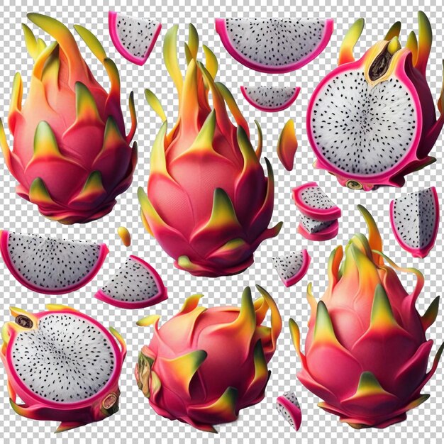 Dragon fruits isolated transparent background ai generative