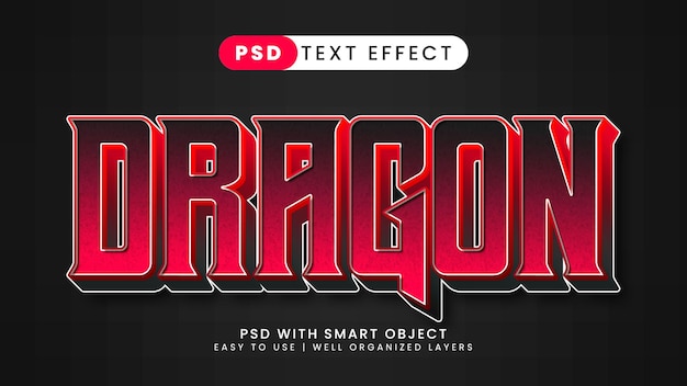 Dragon gamer teksteffect bewerkbare esport en neon tekststijl