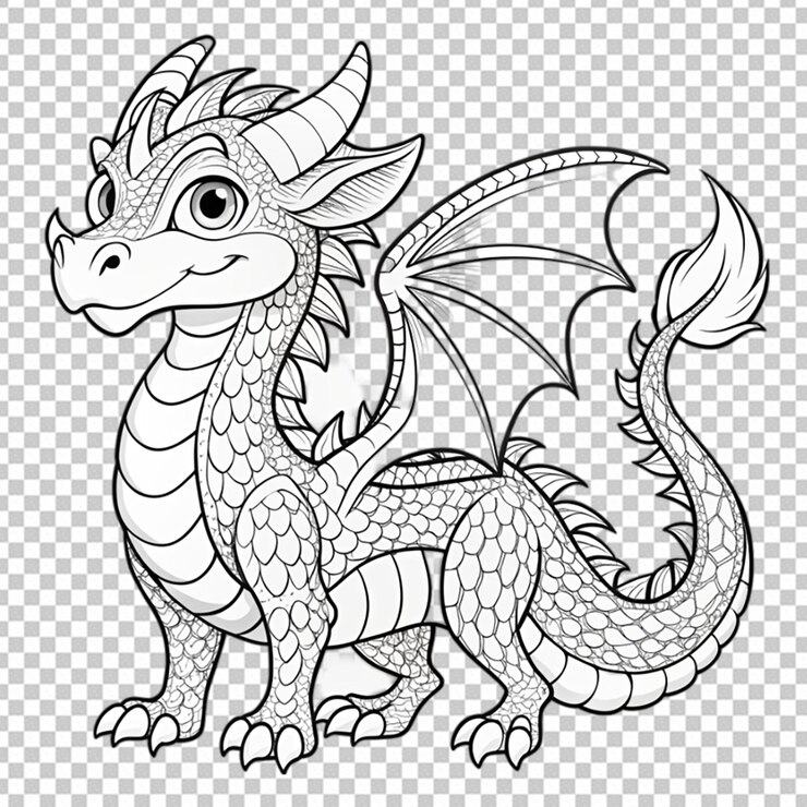 PSD dragon kid kleurpagina boek lijn kunst png