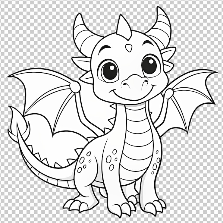 PSD dragon kid kleurpagina boek lijn kunst png