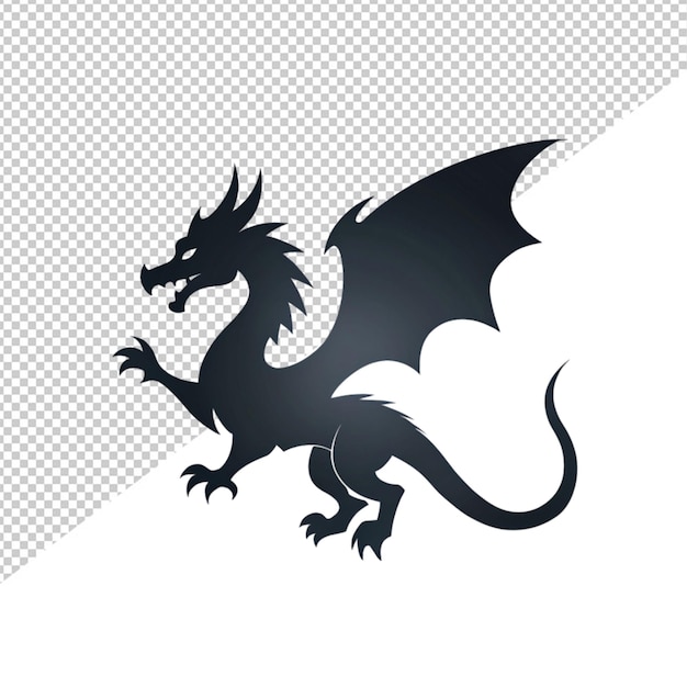 Dragon silhouette on transparent background