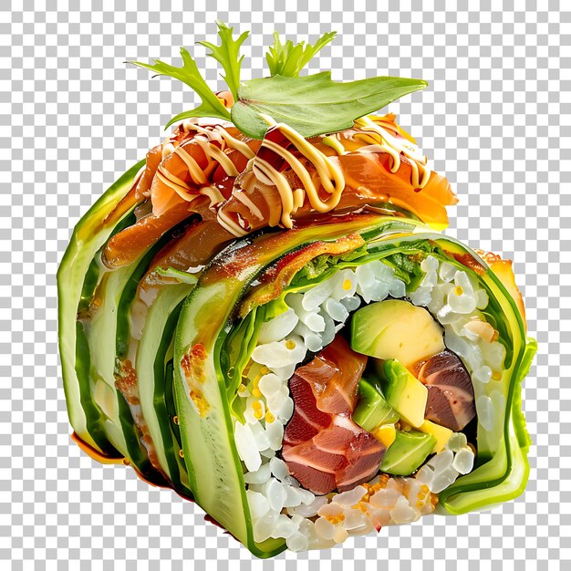 PSD dragon sushi roll png z przezroczystym tłem