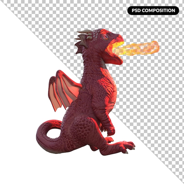 PSD dragon with a flame in its mouth