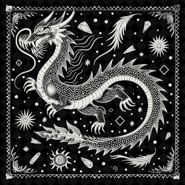 A dragon with stars and stars on it