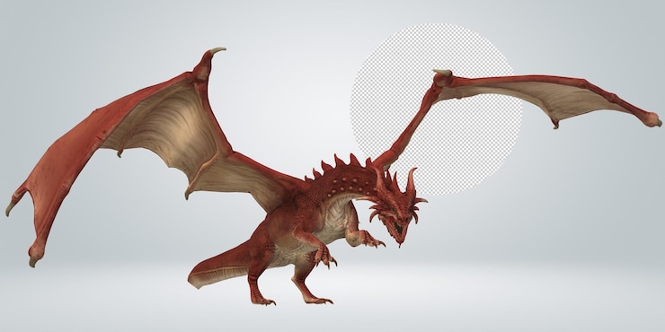 PSD a dragon with a white background and a circle in the middle