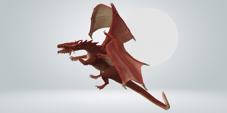 PSD a dragon with a white background that says dragon