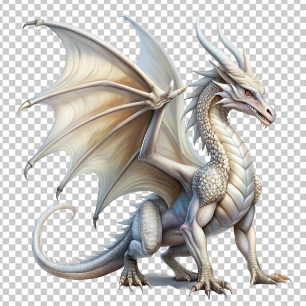 PSD dragon with wings sitting transperant background