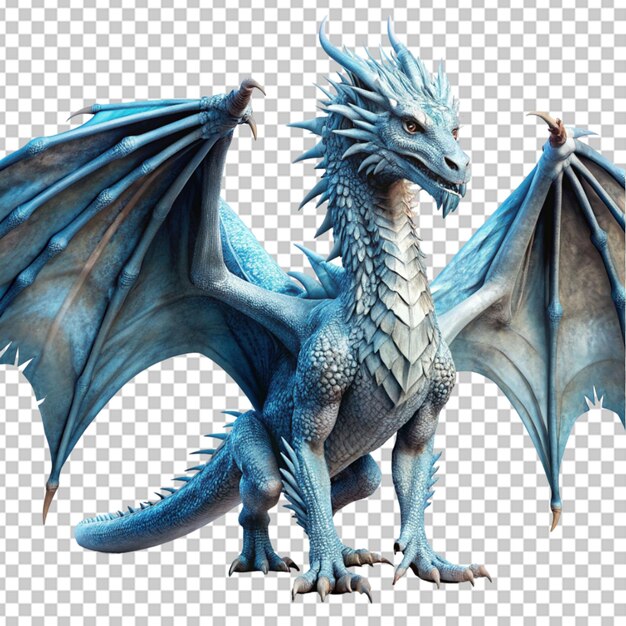 PSD dragon with wings sitting transperant background