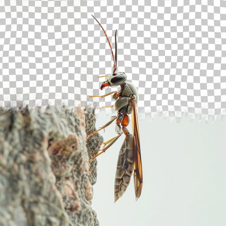PSD a dragonfly is on a rock and looks up at the camera