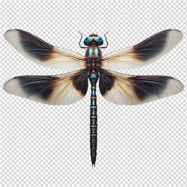 PSD una libellula è mostrata su uno sfondo trasparente