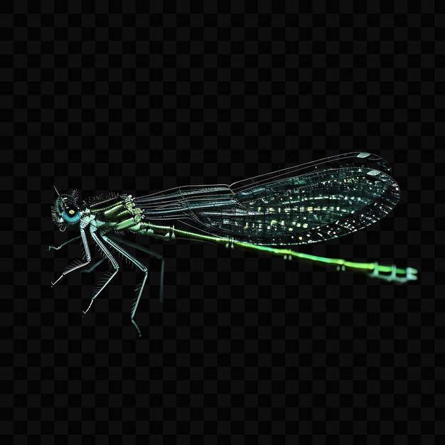 Una libellula con un gambo verde e la parola 