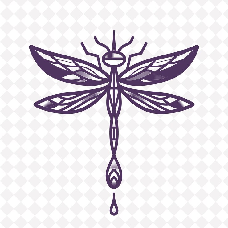 PSD a dragonfly with a pattern of wings on a white background vector art illustration