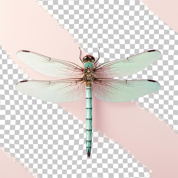 PSD a dragonfly with white wings and a blue tail on a transparent