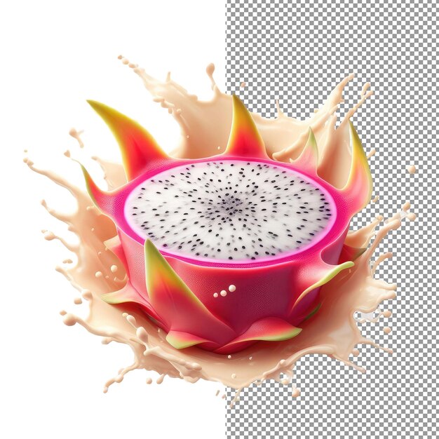 PSD dragonfruit delight pngready isolamento di un'esplosione liquida vibrante