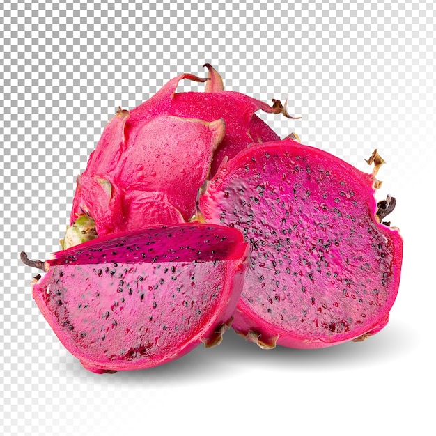 Dragonfruit o pitaya e affettato isolato