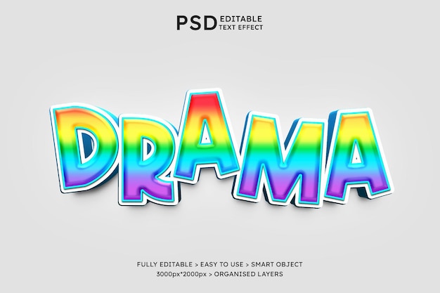 PSD drama 3d bewerkbaar teksteffect