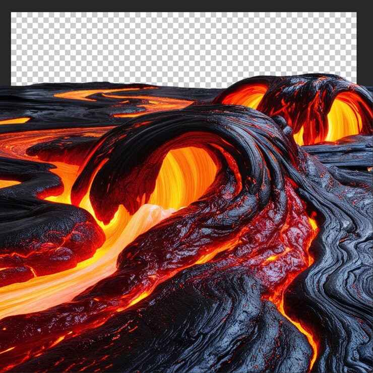 PSD a dramatic eruption of a volcano with fiery lava and billowing ash showcasing nature39s powerful forces transparent background