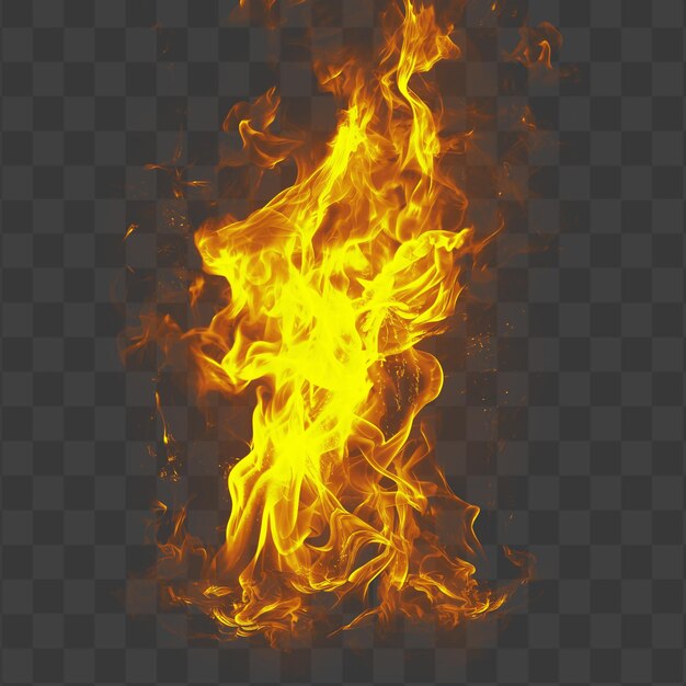 Dramatic Fire Inferno with Blazing Orange and Yellow Flames Isolated on a Transparent Background