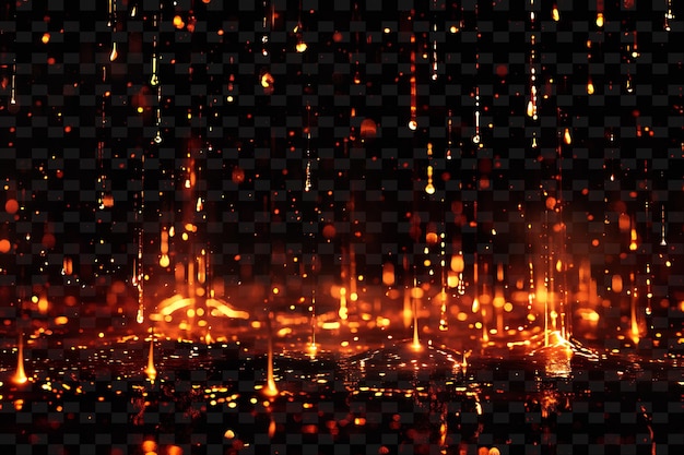 PSD dramatic glowing lava rain with molten magma and red orange png neon light effect y2k collection