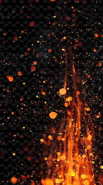 Dramatic glowing lava rain with molten magma and red orange png neon light effect y2k collection