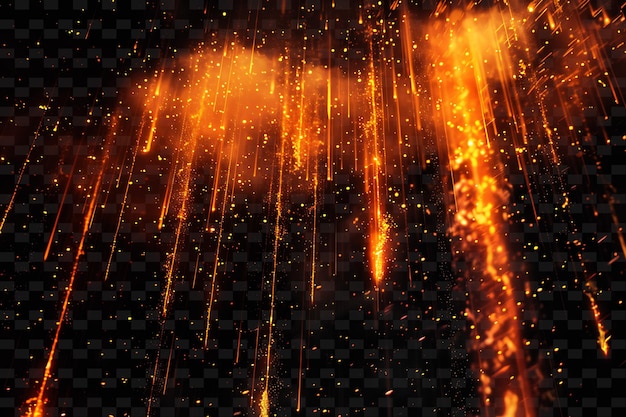 PSD dramatic glowing lava rain with molten magma and red orange png neon light effect y2k collection