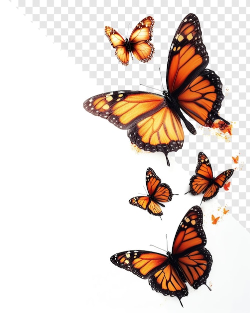 PSD dramatic lighting butterflies photography on transparent background