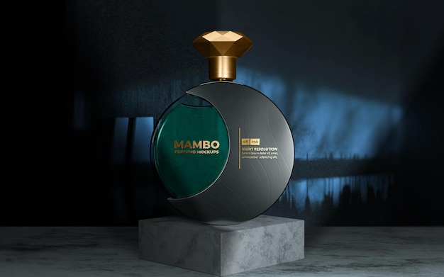 Dramatic mockup perfume bottle