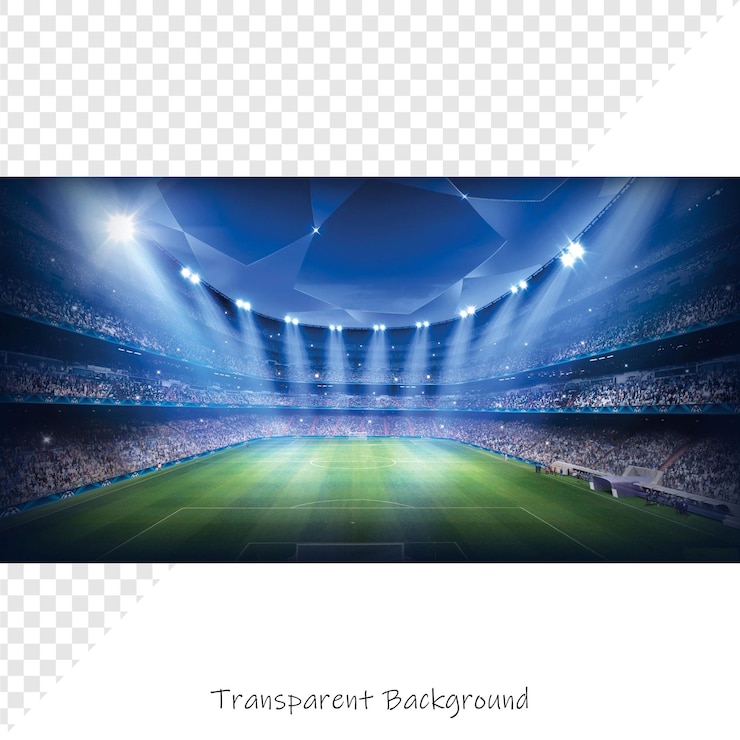 PSD dramatic stadium scene at night with crowd and lights