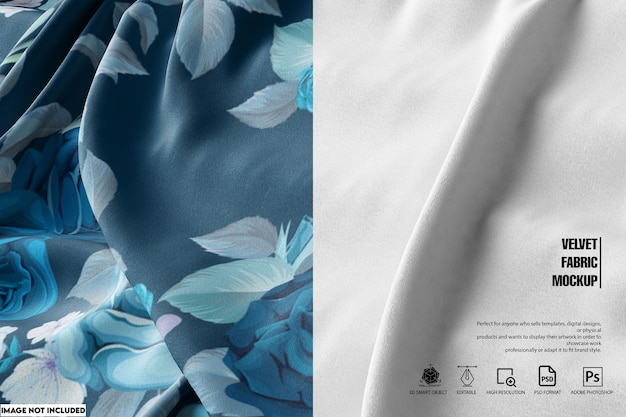 PSD draped velvet fabric mockup set