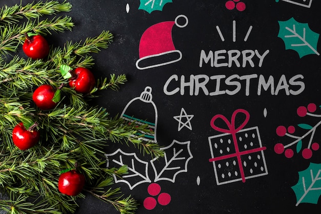 draw with christmas theme mock-up