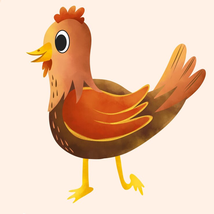 PSD a drawicute and adorable chicken cartoon illustration for kids in watercolor style