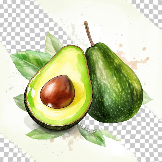 Un disegno di avocado e avocado su sfondo a scacchi.