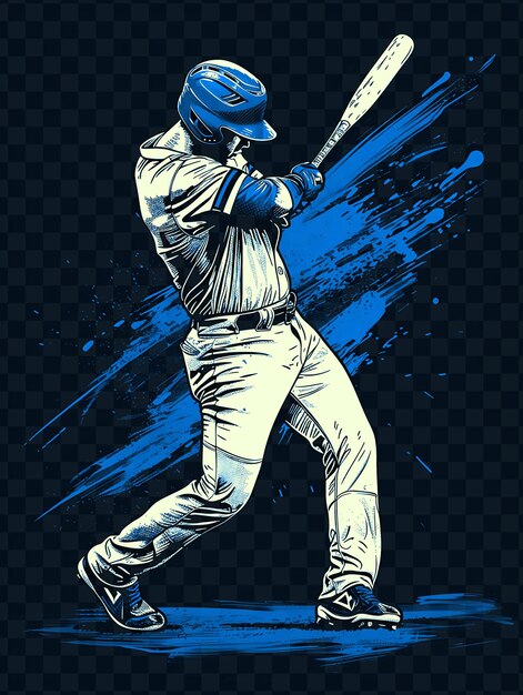 PSD a drawing of a baseball player with a bat