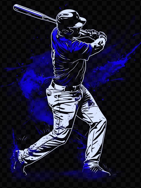 PSD a drawing of a baseball player with a blue background