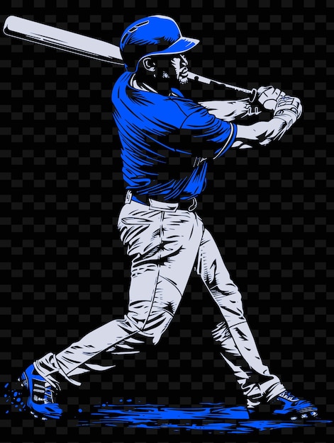 PSD a drawing of a baseball player with a blue shirt that says  the baseball player is wearing a blue shirt