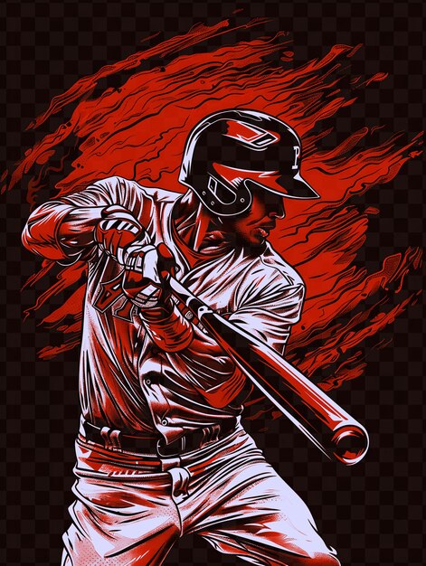 PSD a drawing of a baseball player with a helmet on