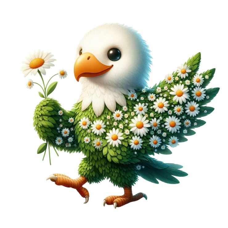 PSD a drawing of a bird with flowers and a bird with a flower in the middle