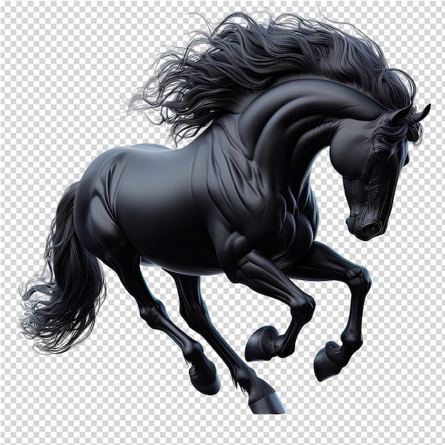PSD a drawing of a black horse with a black mane