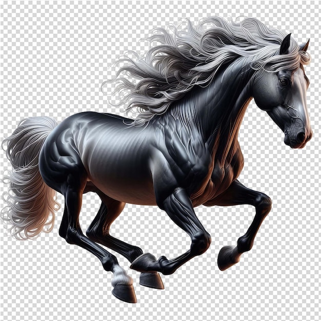 PSD un disegno di un cavallo nero con una criniera grigia