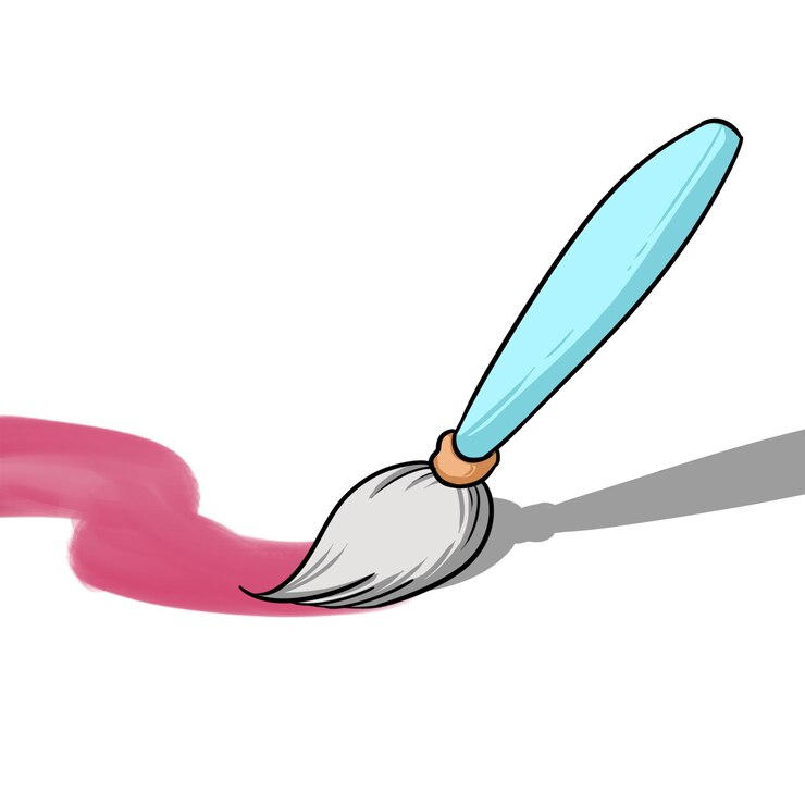 PSD a drawing of a brush with pink paint on it