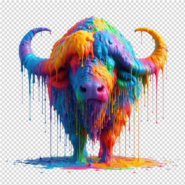 A drawing of a bull with a colorful background and the word quot the word quot on it