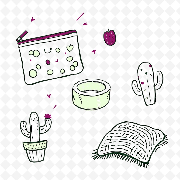 PSD a drawing of cactus a cactus and a cactus