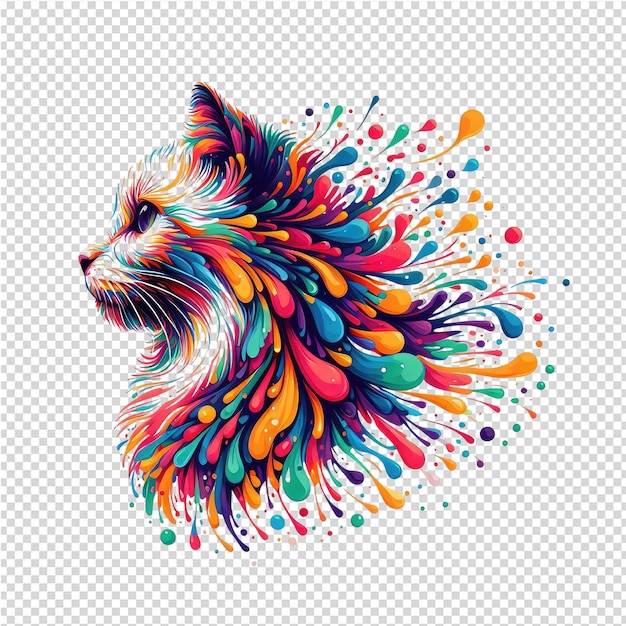 PSD a drawing of a cat with colorful spots on its head