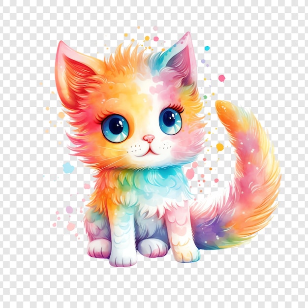 PSD a drawing of a cat with a rainbow on its tail