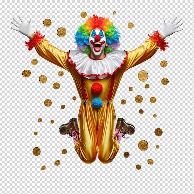 PSD a drawing of a clown with a clown on the back and the words clown on the bottom