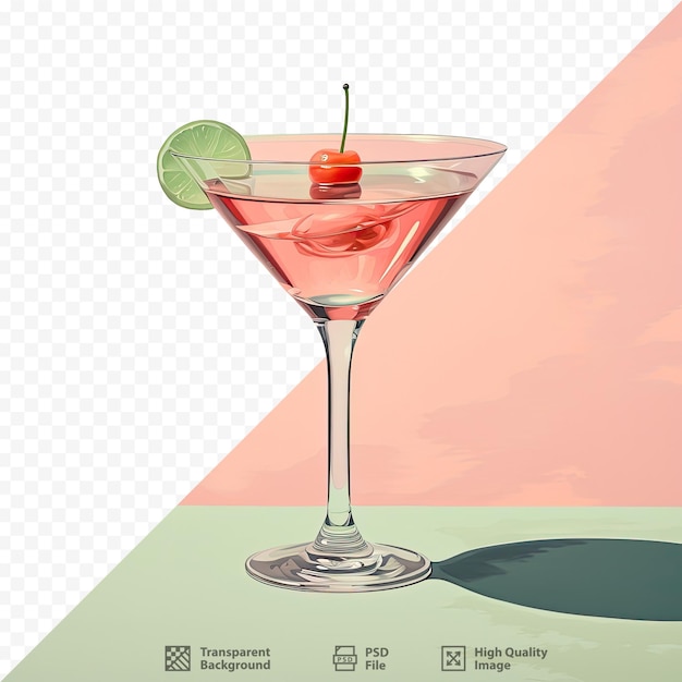 PSD a drawing of a cocktail with a cherry in the middle.