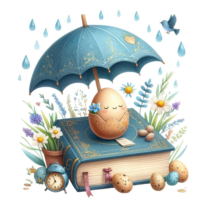 a drawing of a cross with easter eggs in the grass