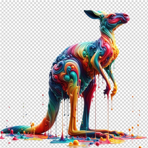 PSD a drawing of a deer with different colors and a drawing of a kangaroo