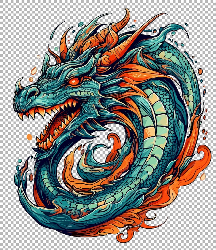 Premium PSD | Drawing of a dragon on a transparent background tshirt