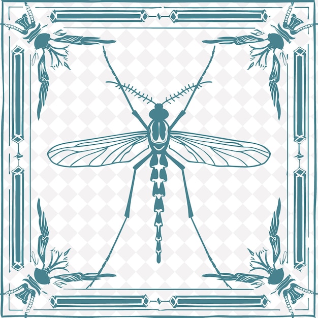 A drawing of a dragonfly with a pattern of wings